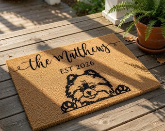 Personalized Pomeranian Doormat, Housewarming Gift, Custom Welcome Mat, New Homeowner Gift, Funny Doormats, Pomeranian Rug