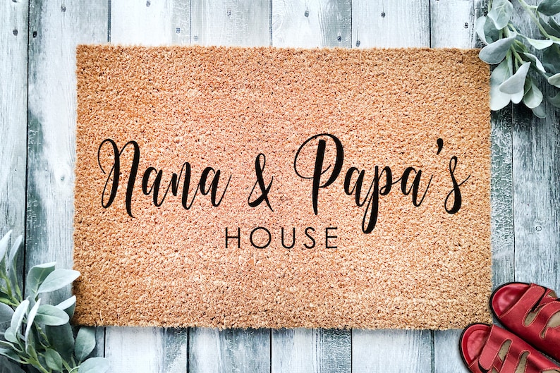 Customizable Grandparent's Day Gift for Grandparents | Nana and Papa's House | Grandpa Grandma Doormat | Nanny | Nana | Granny Door Mat 