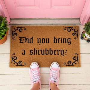 Shrubbery Movie Quote Doormat - Funny Medieval Comedy Welcome Mat