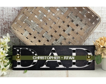 Dad Wall Sign: Military Patriotic Design - Army Green Line 7936