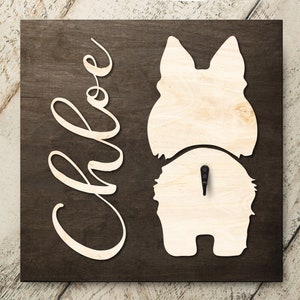 Personalized Name Sheltie v2 3D Name Cutout Leash Hook Holder - Wood Sign Hanger - Laser Wood Cutout Cut Name - Custom Name Sign 4409