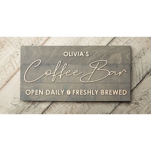 Personalized Coffee Bar Sign - Last Name Sign - Kitchen Sign - Name Sign - Anniversary Gift - Coffee Lover Sign - Pallet Sign Gift Sign 7107