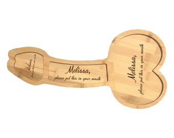 Personalized "Please Put This In Your Mouth" Penis Shaped Charcuterie Board - Custom Cockuterie , Bachelorette