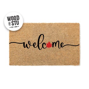 Doormat Welcome Fall Leaf Door Mat - Autumn Rustic Fall Doormat - Welcome Mat Decor - Farmhouse Door Mat - Fall Autumn Gift - Home  1560**