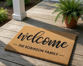 Personalized Family Doormat, Custom Welcome Mat, Housewarming Gift, New Home Gift, Custom Doormat, Family Name Door Mat, Coir