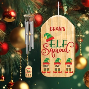Custom Christmas Windchime Gift for Gran - Gran Gift - Personalized Gift Gran - Elf Squad - Gran Gift for Xmas - Gran&#39;s Garden 7266