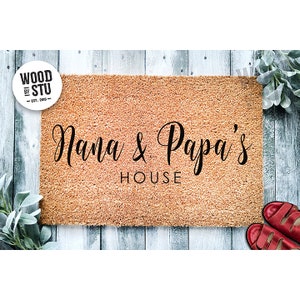 Custom Doormat Personalized Gift Grandparent's Day Gift for Grandparents | Nana and Papa's House | Grandpa Grandma Nanny Nana Granny 1430