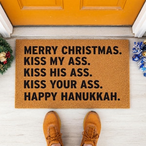 Felpudo con cita divertida de película navideña - Decoración para la puerta principal en Navidad y Hanukkah