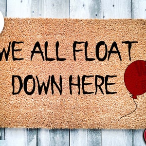 Doormat We All Float Down Here Penny Funny Doormat Welcome Mat Halloween Decor Movie Wise Home Doormat Halloween Mat Clown 2015 image 5