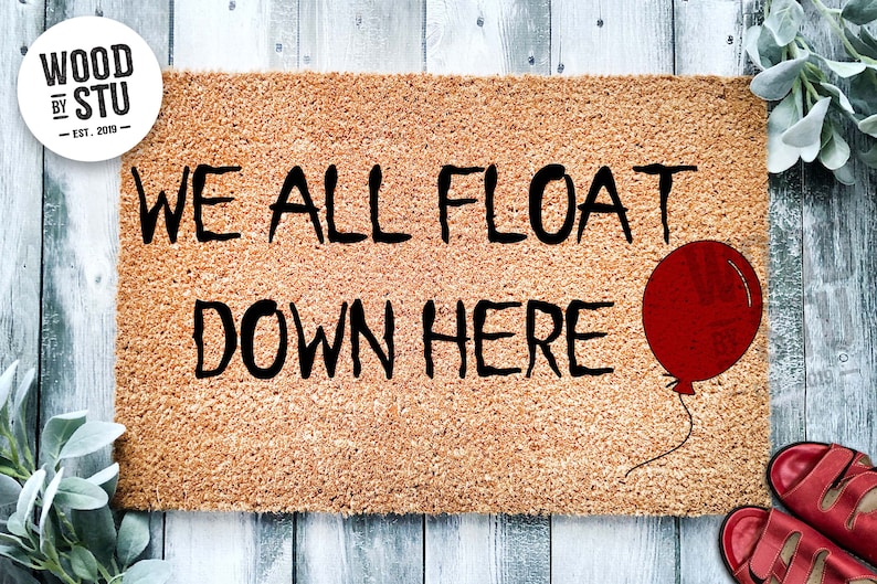 Doormat We All Float Down Here Penny Funny Doormat Welcome Mat Halloween Decor Movie Wise Home Doormat Halloween Mat Clown 2015 image 5