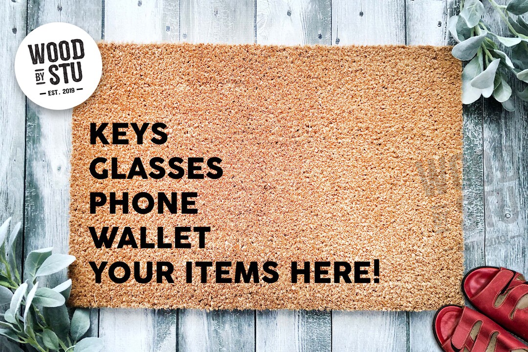 Custom Doormat Customizable Personalized Gift Keys Glasses Phone Debit