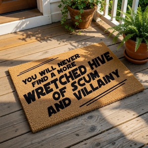 Funny Star Wars Doormat, Wretched Hive Welcome Mat, Housewarming Gift, New Home Gift, Sci Fi Door Mat, Movie Front Door Rug Decor