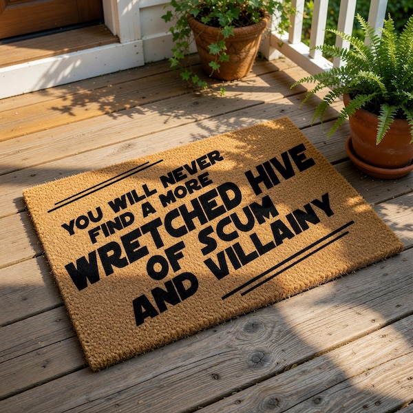 Funny Star Wars Doormat, Wretched Hive Welcome Mat, Housewarming Gift, New Home Gift, Sci Fi Door Mat, Movie Front Door Rug Decor