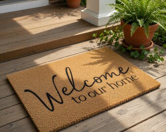Welcome To Our Home Doormat, Housewarming Gift, New Home Gift, Coir Doormat, Front Door Mat, Welcome Mat, Entryway Rug, Porch Decor