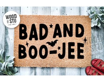 Doormat Bad and Boo-Jee Halloween Funny Boojee Doormat Bougie Welcome Door Mat Fall Autumn Decor Gift Home Doormat | Funny Doormat 1757**