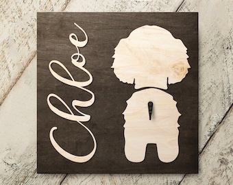 Personalized Dog Leash Hook, Golden Doodle Poodle (Custom Name Sign 4386)
