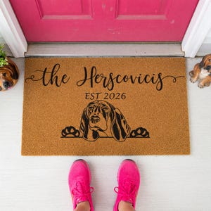 Personalized Doormat Family Name Est Welcome Dog Paw Print Mat 1163