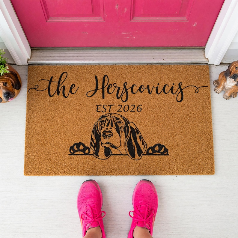 Personalized Doormat Family Name Est Welcome Dog Paw Print Mat 1163