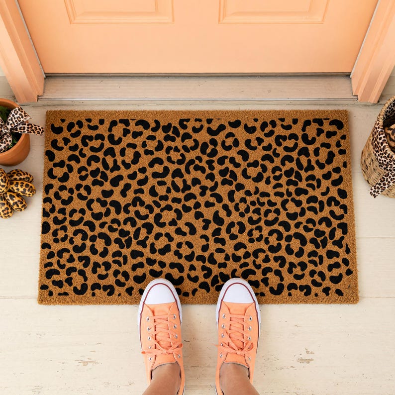 Leopard Print Doormat, Animal Print Mat, Spots Rug, Entry Decor 1613