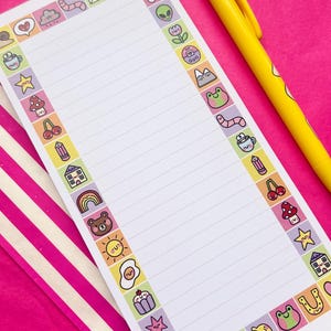 Fun Doodles DL Notepad - 50 Pages - Long Pad - Colourful - Quirky - Stationery - Shopping List - Notes