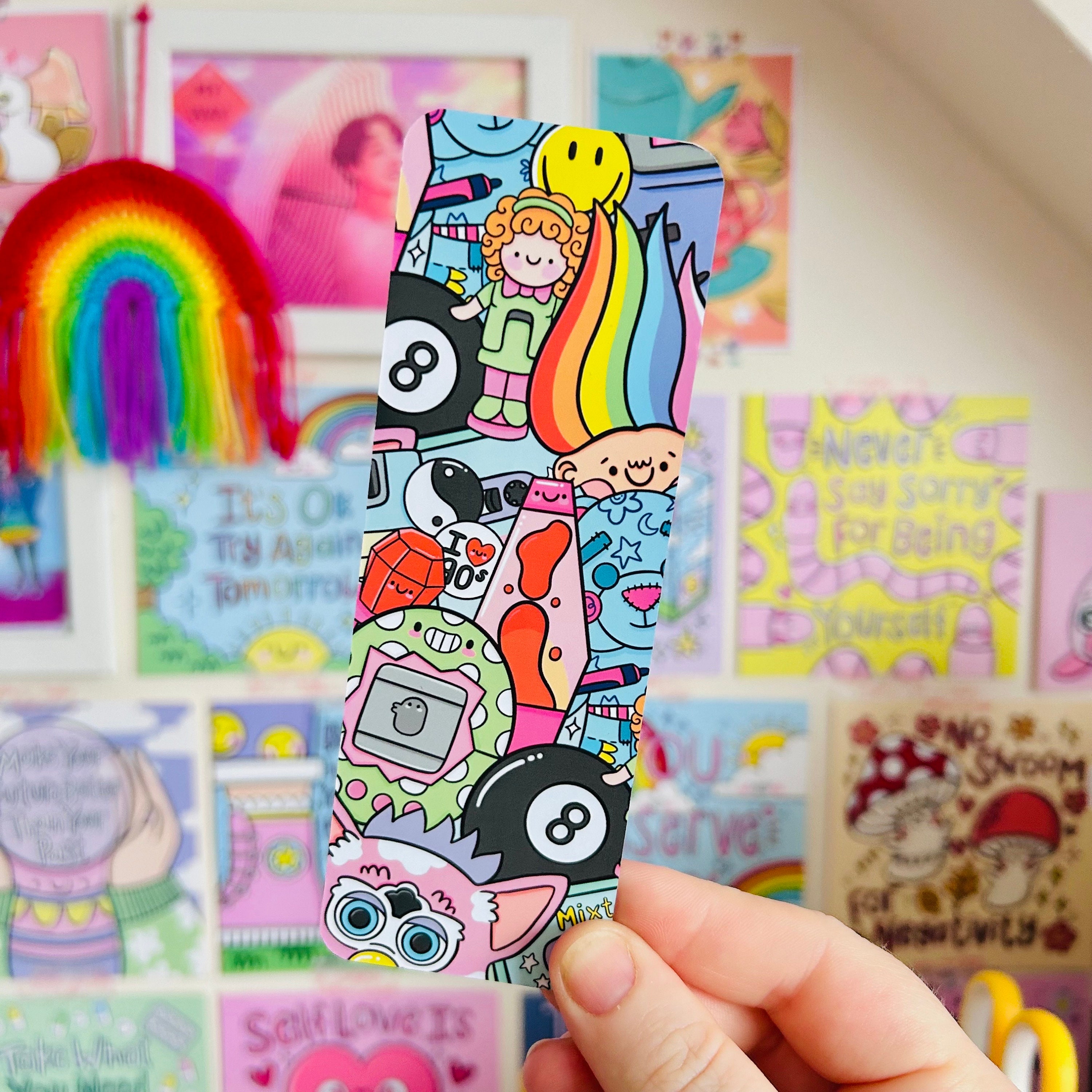 90s Nostalgia Bookmark - Velvet Laminated - Throwback - Toys - 1990s - Books - Cute - Bookish Gifts - Kellylou - Reading - Bookworm - Book