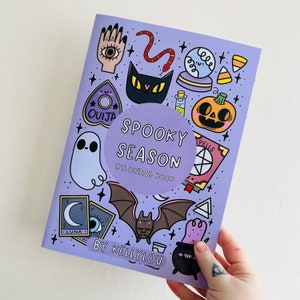 Spooky Season Colouring Book - A4 - Halloween - Adult Colouring - Creative - Autumn Fall - Pumpkin - Ghosts - Markers - Pencils - Kellylou