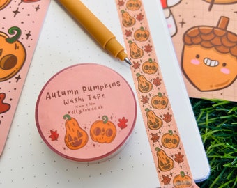Pumpkin Cuties Washi Tape - Autumn - Vertical - Halloween - Spooky - Fall - Cute Stationery - Washi - Journalling - Scrapbooking - Kellylou