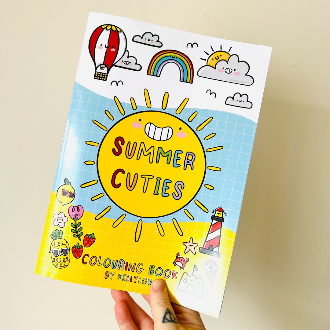 summer-cuties-colouring-book-a4-kawaii-colouring-book-etsy