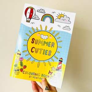 Summer Cuties Colouring Book - A4 - Kawaii Colouring Book - Summertime - Kids - Colourful - Seaside - Beach - Markers - Pencils - Kellylou