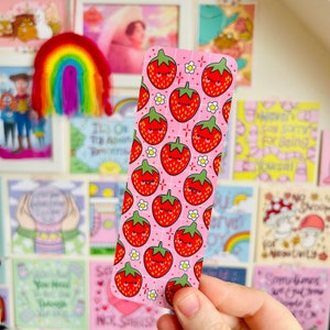 Segnalibro con fragole carine e bacche - Primavera - Estate - Picnic - Carino - Rosa - Pastello - Regali per amanti dei libri - Kawaii - Kellylou - Lettura - Topo di biblioteca