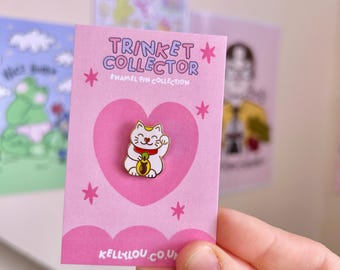 Lucky Cat : Mini Enamel Pin - Gold Plated - Maneki Neko - Trinket - Kawaii - Luck - Trinket Collector