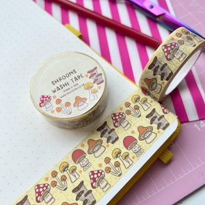 Ruban adhésif Washi Champignons - Champignons vénéneux - Champignons - Automne - Snail Mail - Papeterie - Journal indésirable - Scrapbooking - Correspondants - Kawaii - Kellylou