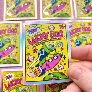 Lucky Bag Holographic Sticker - 90s Nostalgia - 90s Kid - 90s Toys - Scrapbook - Journal - Planner - Notebook - Sticker Collector- Kellylou