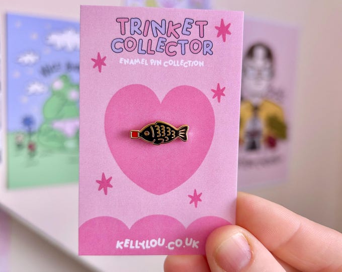 Soy Sauce Fish Mini Enamel Pin : Gold Plated - Sushi Lover - Lapel - Trinket Collector - Filler