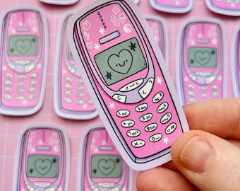 Y2K Nostalgia Mobile Phone - Waterproof Vinyl Sticker - Decal - Girly Nostalgic - Pastel - Kawaii - 90s Vibes