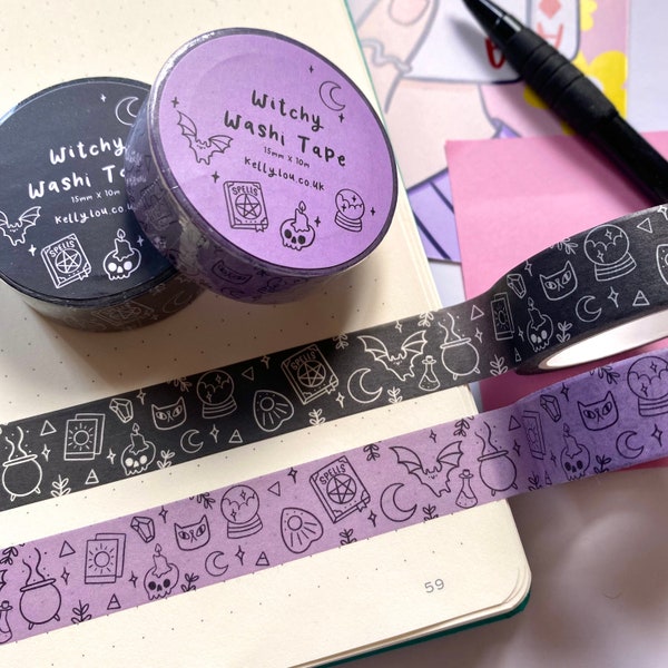 Witchy Vibes Washi Tape - Halloween - Spooky Washi Tape Set - Stationary - Snail Mail - Journalling - Scrapbooking - Kawaii Washi - Kellylou