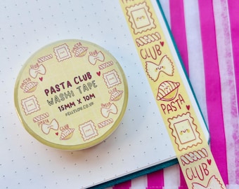 Pasta Club Washi Tape: briefpapier met voedselthema - junkjournaal - planner - scrapbooking - roze - kleurrijk - koolhydraten