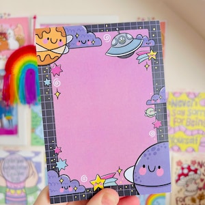 Space Cuties - Notatnik A6 - Planety - Gwiazdy - UFO - Listy - Kolorowe - Artykuły papiernicze - Album - Kawaii - Kellylou - Notatki - Listy - Dziennik