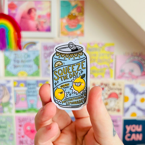 Squeeze The Day - Lemonade - Glossy Sticker - Lemons - Positivity - Scrapbook - Journal - Planner - Decal - Sticker Collector - Kellylou