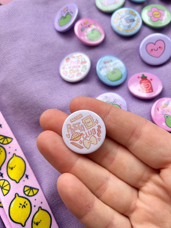 Pasta Club Button Badge - 25mm - Small Pin - Foodie - Carbs - Lanyard Accessory - Fun - Kawaii