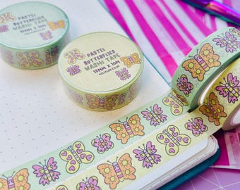 Spring Butterflies Washi Tape – Vertical Design, 15mm x 10m, Scrapbooking, Journalling, Planner, Stationery, Butterfly