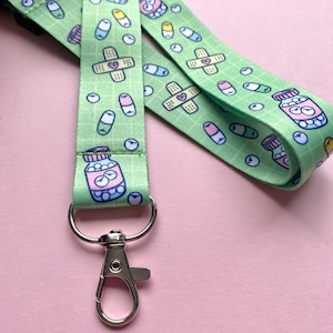 Happy Pills Lanyard - Medication - Spoonie - Chronic Illness - Mental Health - Work - College - Uni - Id Badge - School - Keys - Kellylou