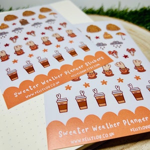 Trui weer planner stickers blad - gezellig - koffie - herfst winterweer - boekenwurm - Bujo - planner - plakboek - dagboek - Kellylou