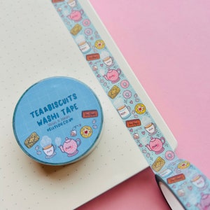 Tea & Biscuits Verticale washi-tape - brouwen - koffie - eten-washi - drankjes - schattig briefpapier - snail mail - journalling - plakboek - Kellylou