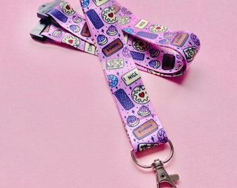 Biscuits Lanyard - Tea & Coffee - Tea Gifts - Cute - Work - College - Uni - Id Badge - Pin Collection - School - Keys - Keychain - Kellylou