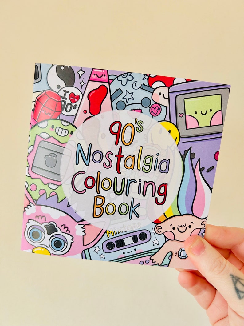 Mini livre de coloriage nostalgie des années 90 mignon Furby jouets coloriage coloriage pour adulte feuille d'autocollants vinyle pleine conscience Kellylou image 2