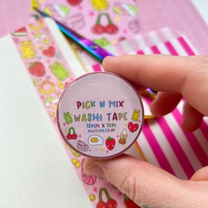 Taśma washi Pick n Mix - Słodycze - Cukierki - Tematyka jedzenia - Artykuły papiernicze - Urocze - Zabawne - Kolorowe - Dziennik śmieci - Album ze zdjęciami - Kawaii - Kellylou
