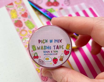 Pick n Mix Washi Tape: Mattema Skrivbordsmaterial - Skräpjournal - Planerare - Scrapbooking - Rosa - Färgglad