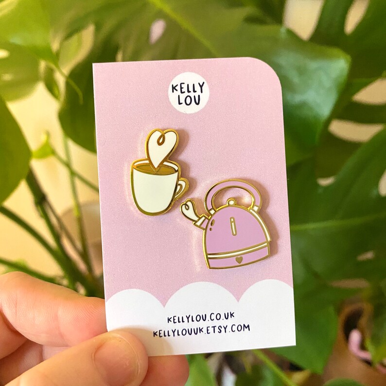 Cup and Kettle Pin Set Mini Pin Tea & Coffee Biscuits Etsy