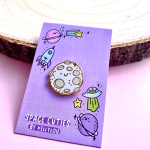 Full Moon Space Cutie Enamel Pin - Moon - Gifts - Cute - Stars - Geek Pins - Kawaii - Cartoon - Space Pins - Pin Board - Banner - Kellylou